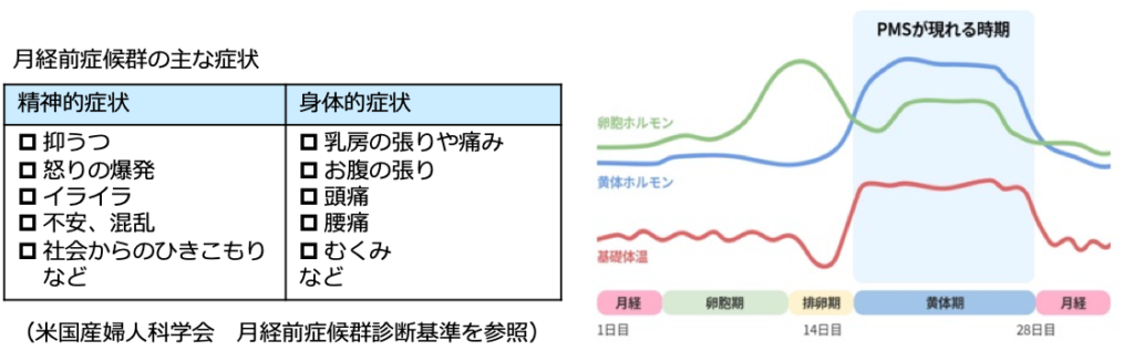 精神症状を伴う月経前症候群／月経前不快気分障害、更年期障害